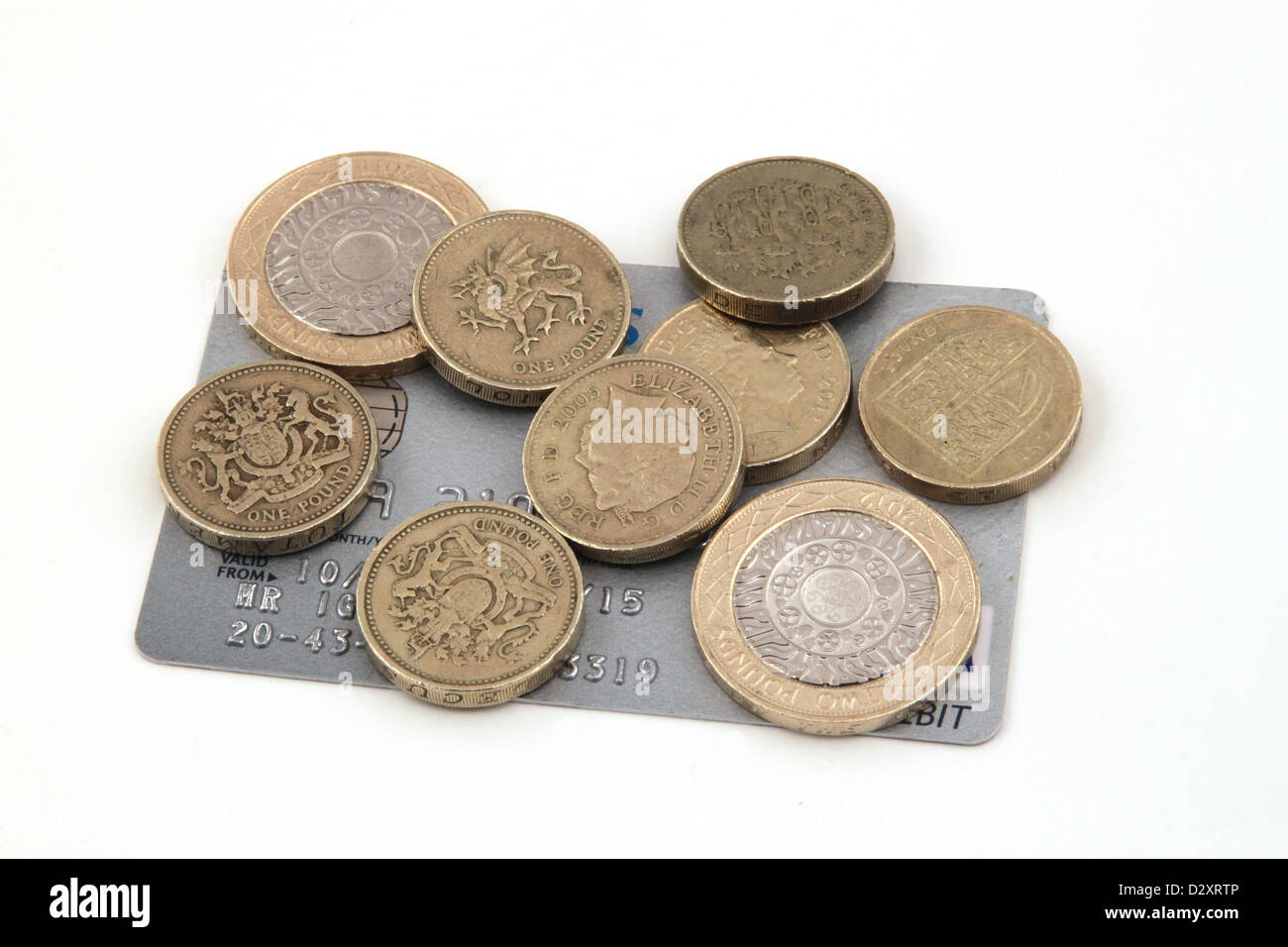 Britische (uk) Währung auf einem weißen Hintergrund. Stockfoto