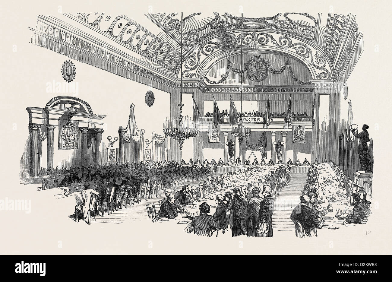 ABENDESSEN, JOSEPH PAXTON, ESQ., BEI DEN NEUEN ASSEMBLY ROOMS, DERBY AM DIENSTAG Stockfoto