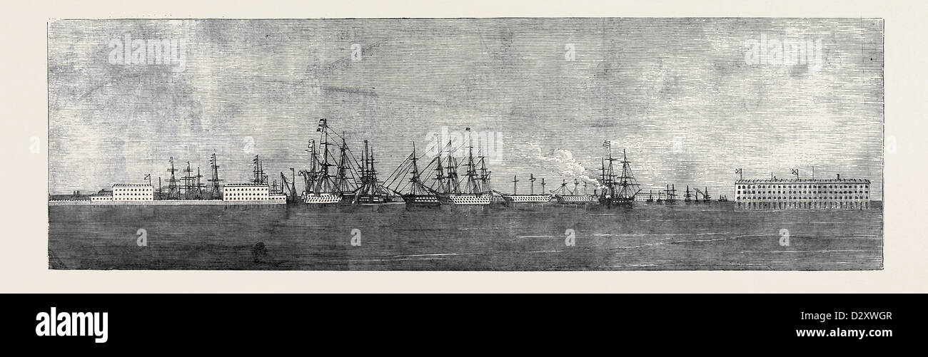DIE RUSSISCHE MARINE ZU CRONSTADT, SKIZZIERT VOM FELD PADDEL VON HMS "MERLIN" Stockfoto