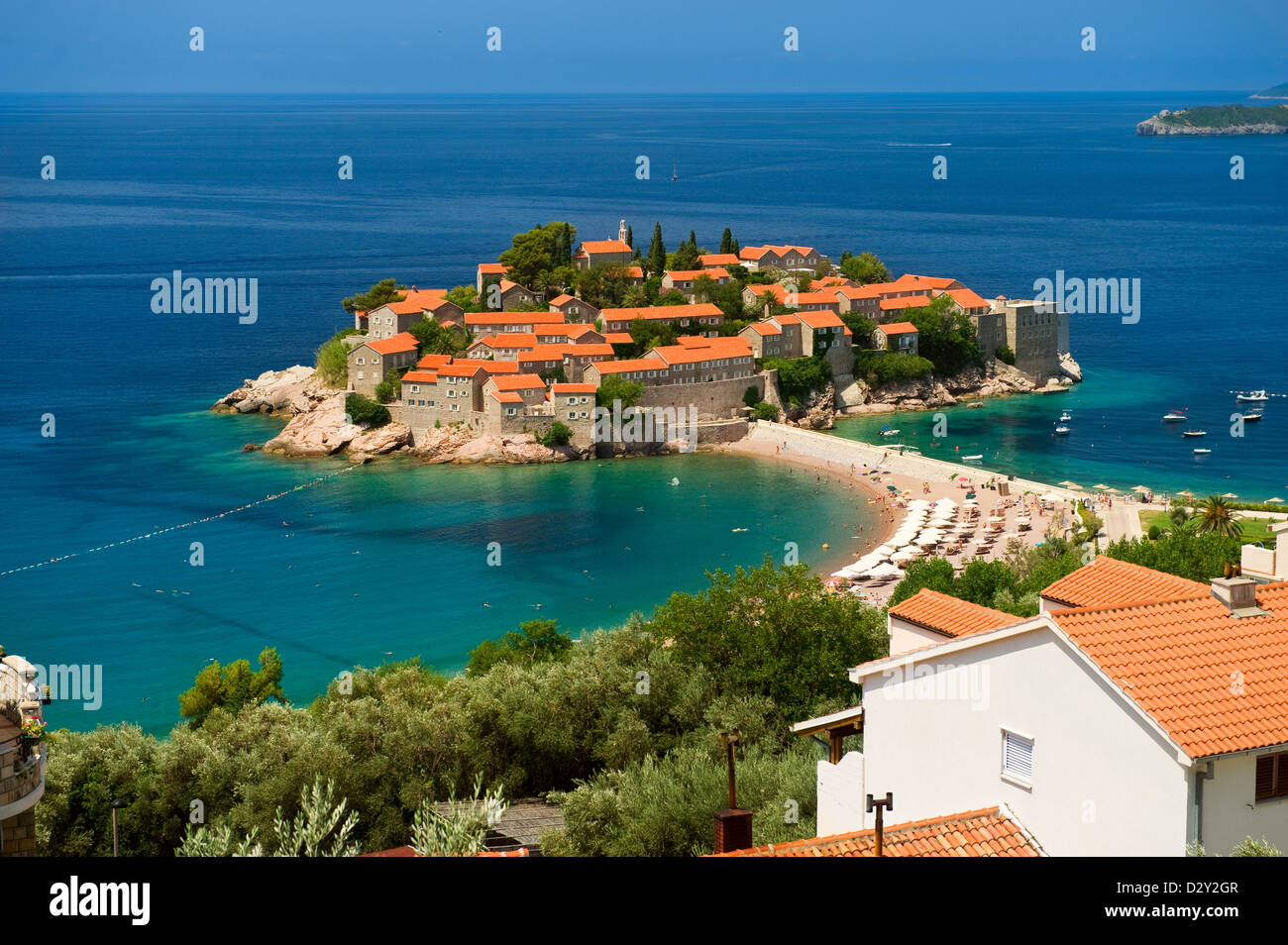 Insel Sveti Stefan-Resort-Insel - Montenegro Stockfoto