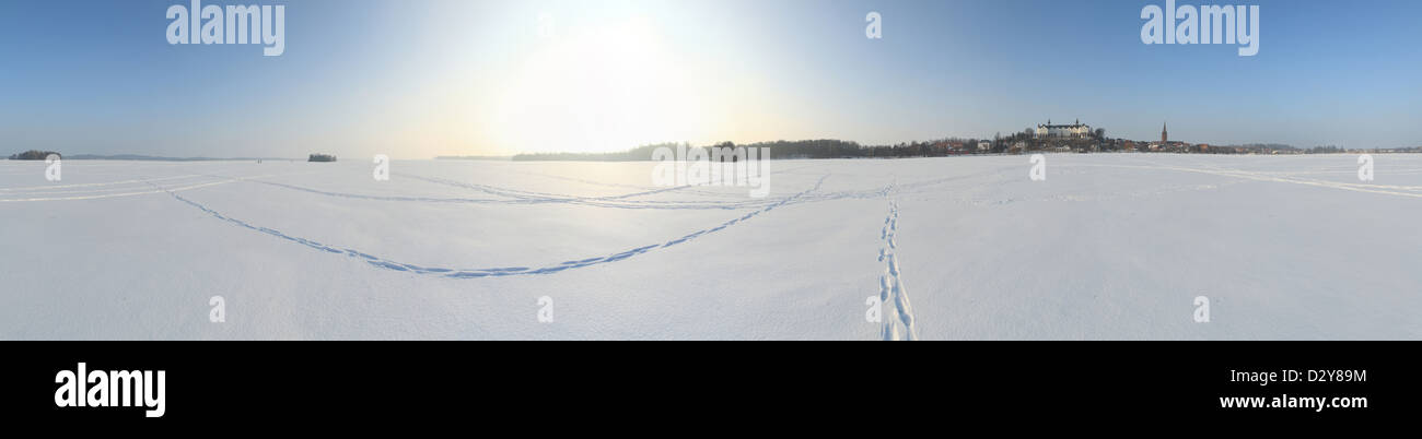 Plön, Deutschland, gefroren großen Plöner Schloss Plön Stockfoto