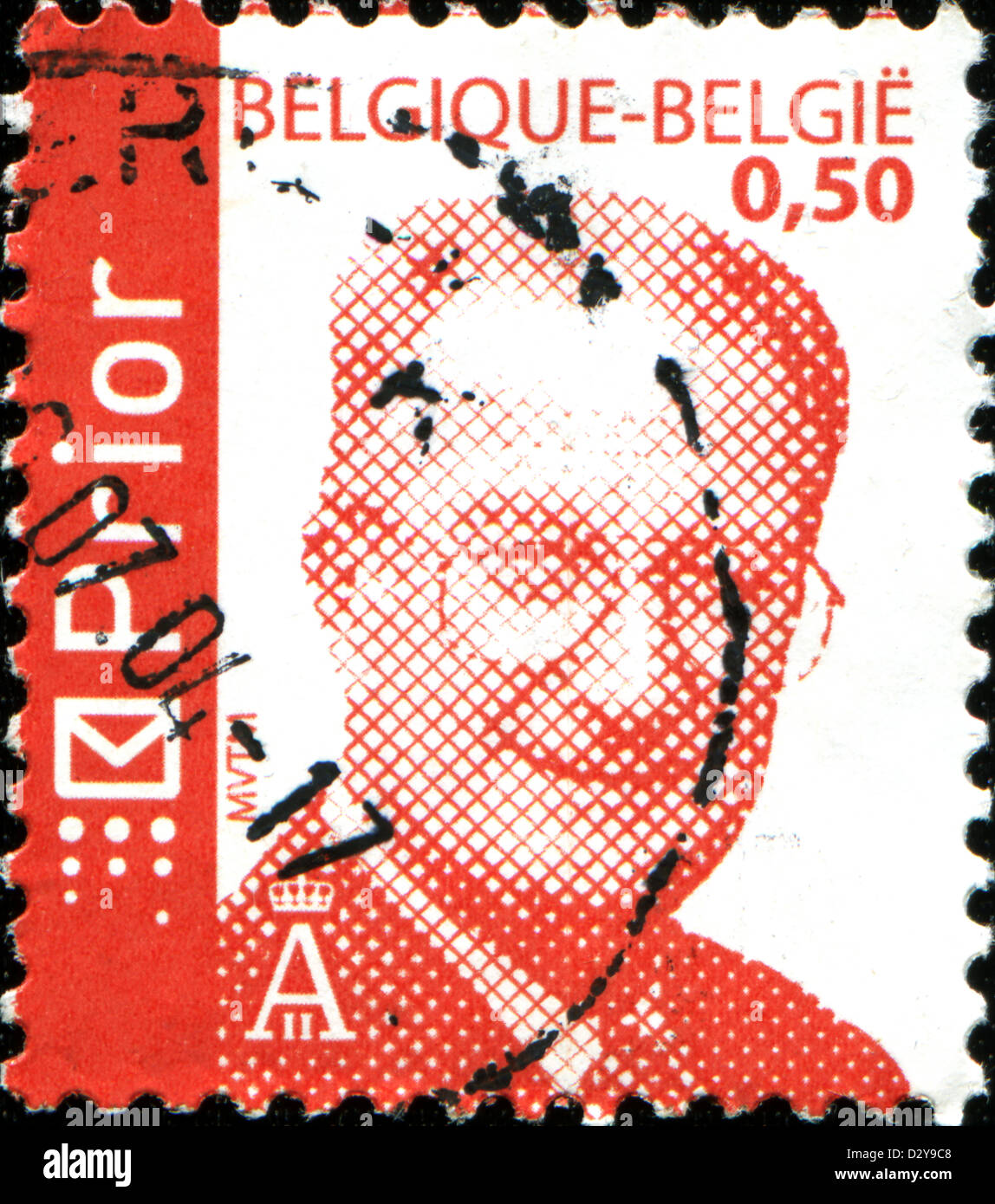 Belgien - ca. 2001: Eine Briefmarke gedruckt in Belgien zeigt Porträt von König Albert II, ca. 2001 Stockfoto