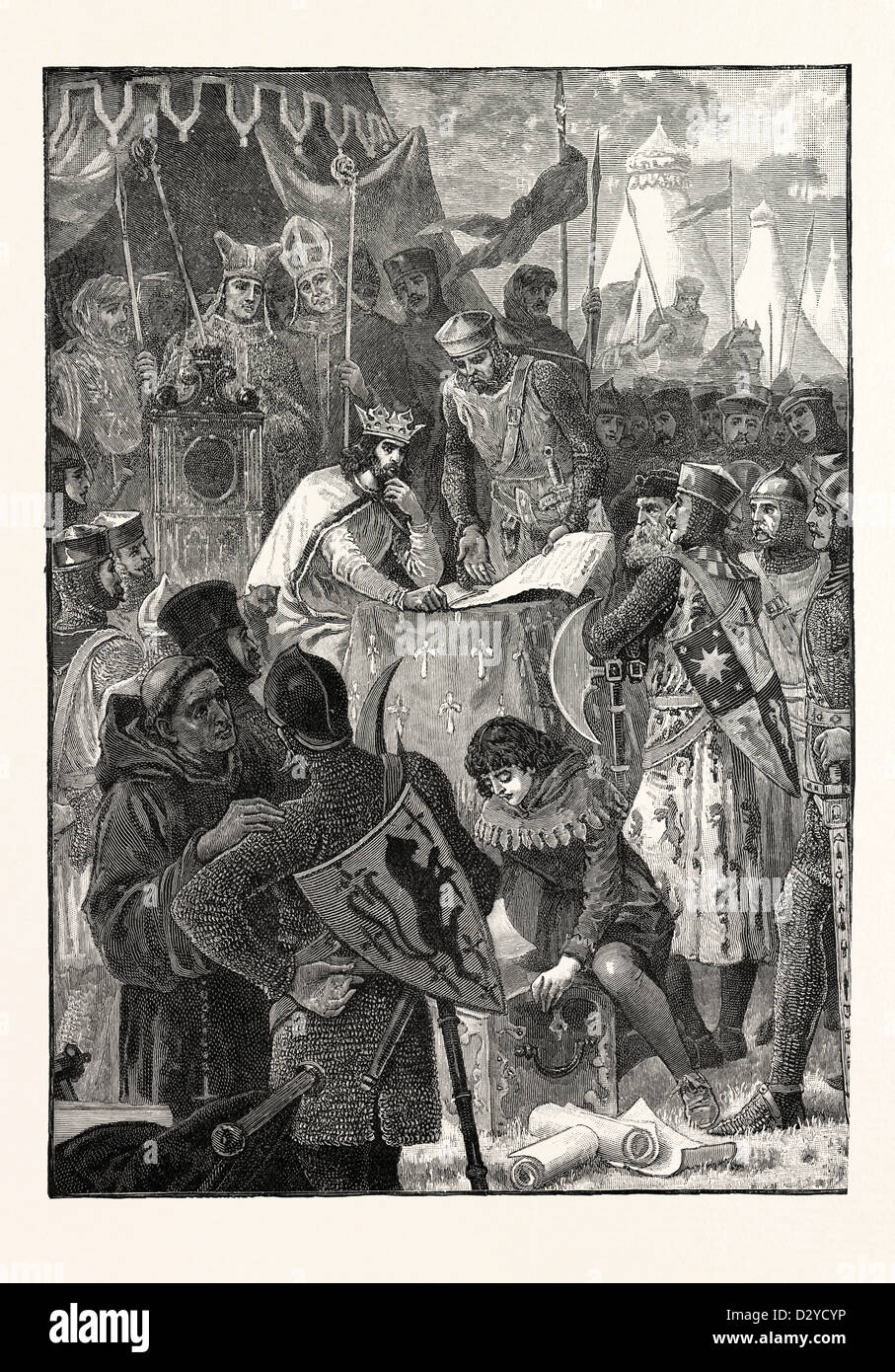 KÖNIG JOHANN UNTERZEICHNUNG DER GROßE CHARTA Stockfoto