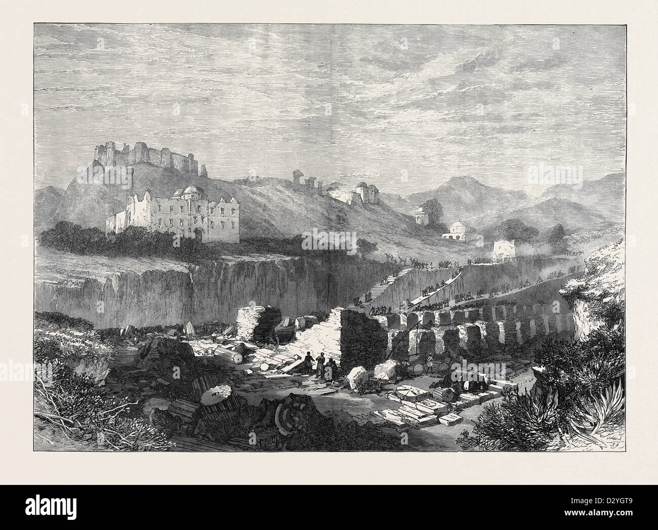 AUSGRABUNGEN IN EPHESUS AUF DEM GELÄNDE DER TEMPEL DER DIANA 1873 Stockfoto