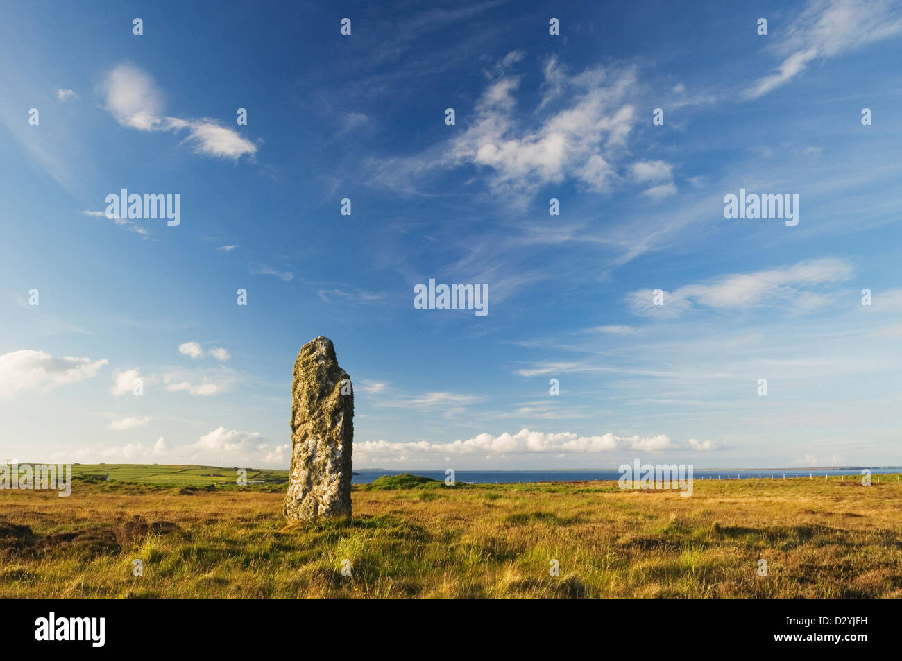 Mor Stein Stein stehend auf der Insel Shapinsay, Orkney Inseln, Schottland. Stockfoto