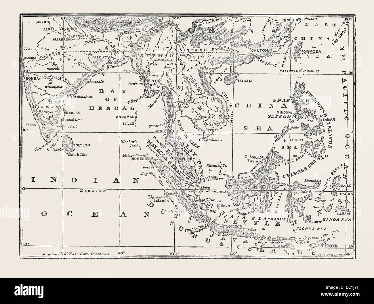 KARTE VON DER STRAßE VON MALAKKA 1874 Stockfotografie Alamy