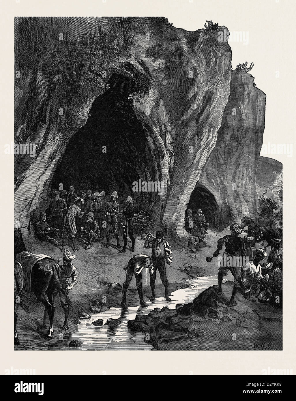 DER AFGHANISTAN-KRIEG: LUNDI KHANA KHYBER PASS HÖHLE WO SIR SAMUEL BROWNE UND PERSONAL 1879 BIWAKIERTEN Stockfoto