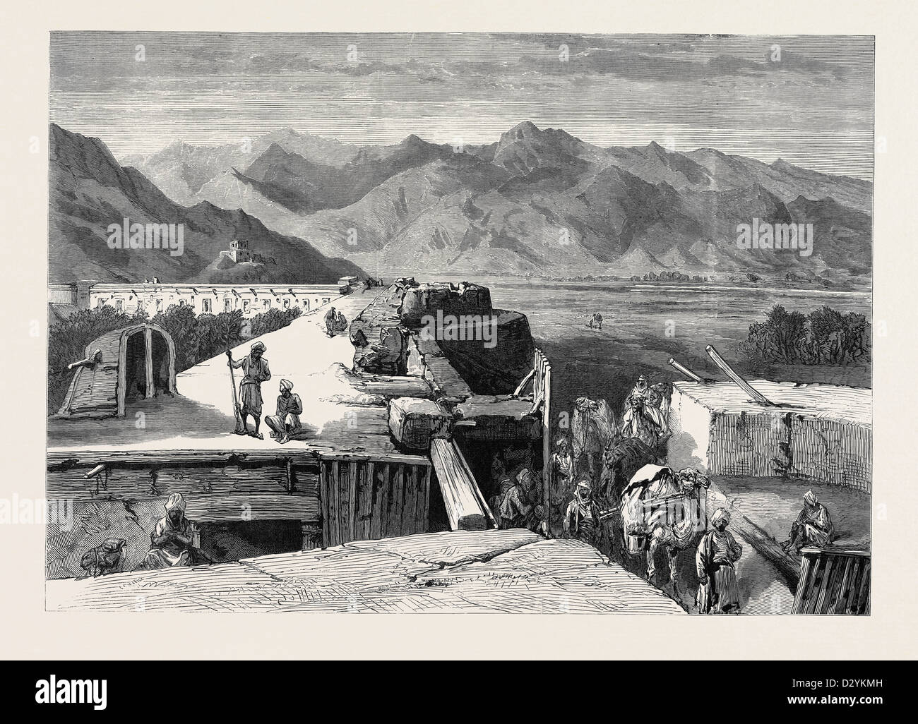 DER AFGHANISTAN-KRIEG: INNENRAUM DES FORTS IN DAKKA 1879 Stockfoto