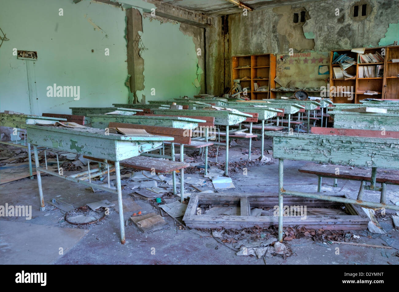 Chernobyl Katastrophe Ergebnisse. Verlassene Schule. Stockfoto