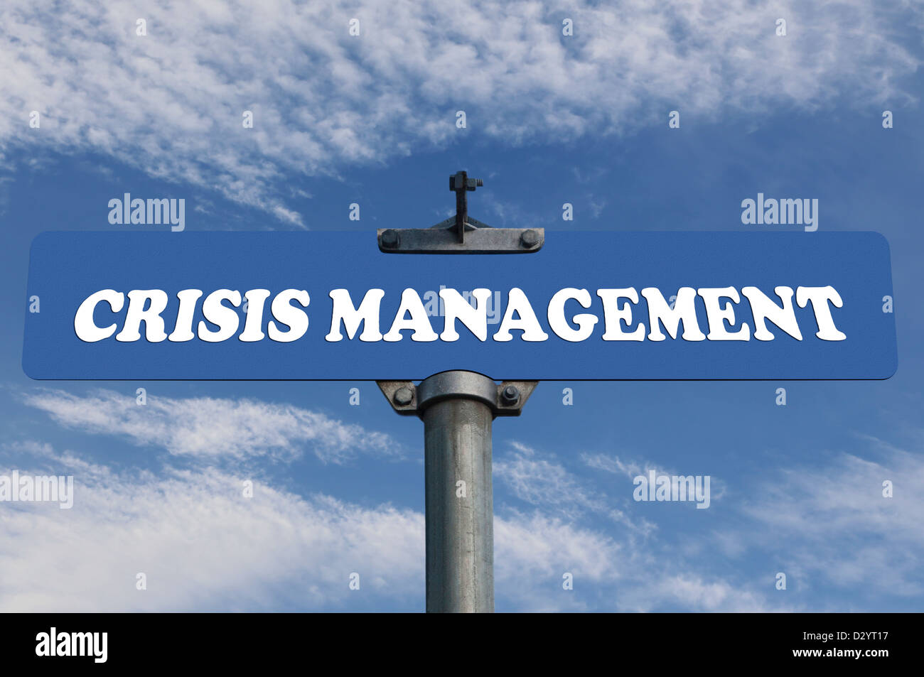 Krisenmanagement-Straßenschild Stockfoto