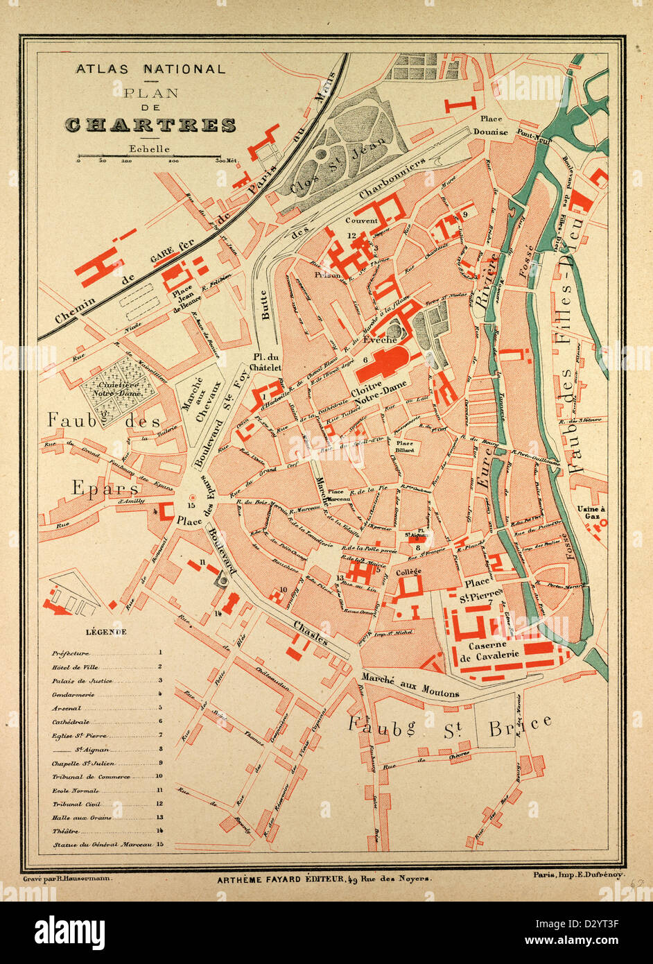 KARTE VON CHARTRES, FRANKREICH Stockfotografie Alamy