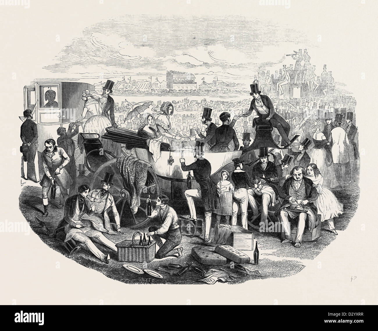 PICKNICK-PARTY BEI ASCOT-RENNEN. Stockfoto