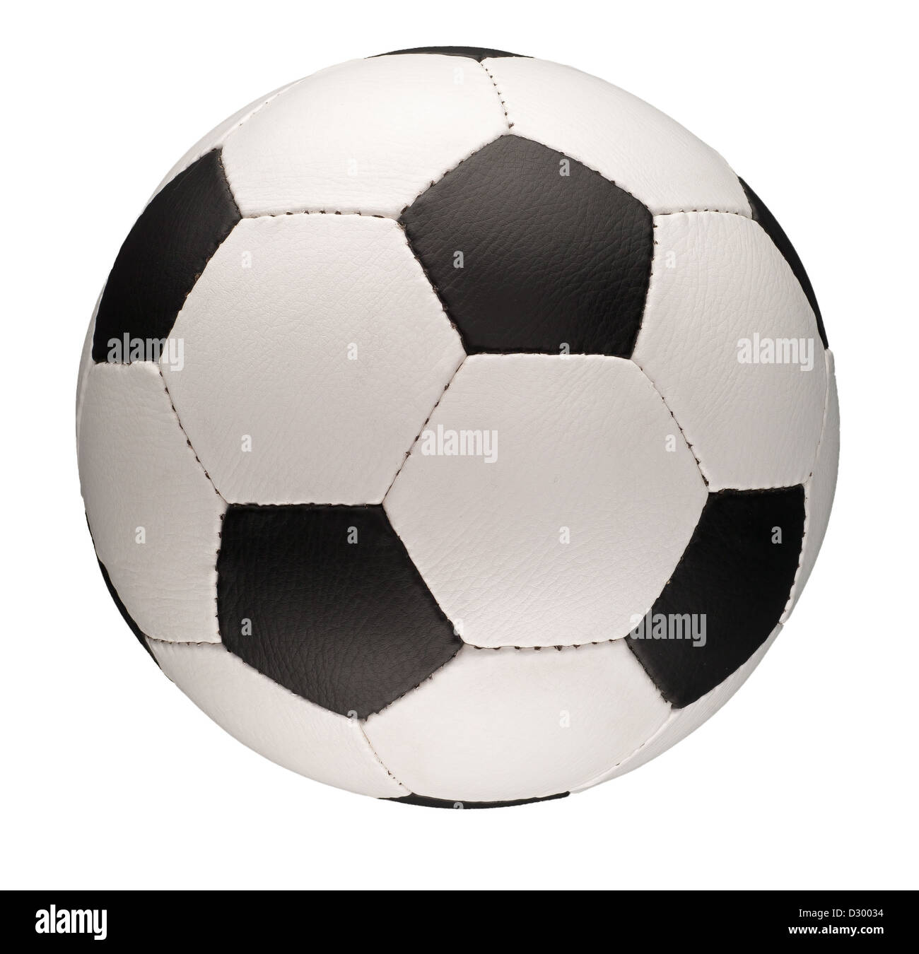Ein Fußball mit schwarzen Fünfecken und weißen Sechsecken. Stockfoto