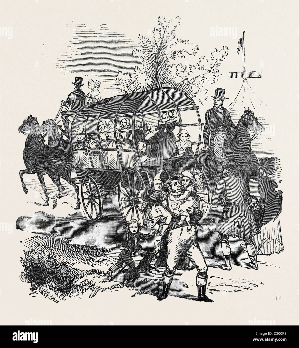 DIE ROAD.---WAGGONS, ETC., GOODWOOD RENNEN 1844 Stockfoto