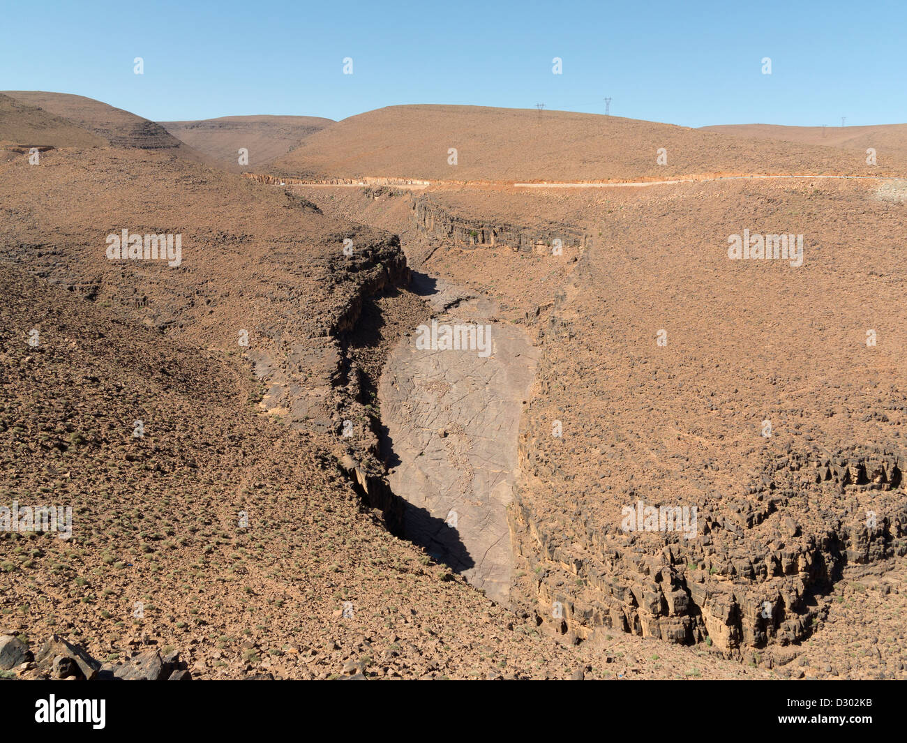 Schluchten und Canyons auf der Straße zwischen Ouarzazate und Agdz, Marokko, Nordafrika Stockfoto