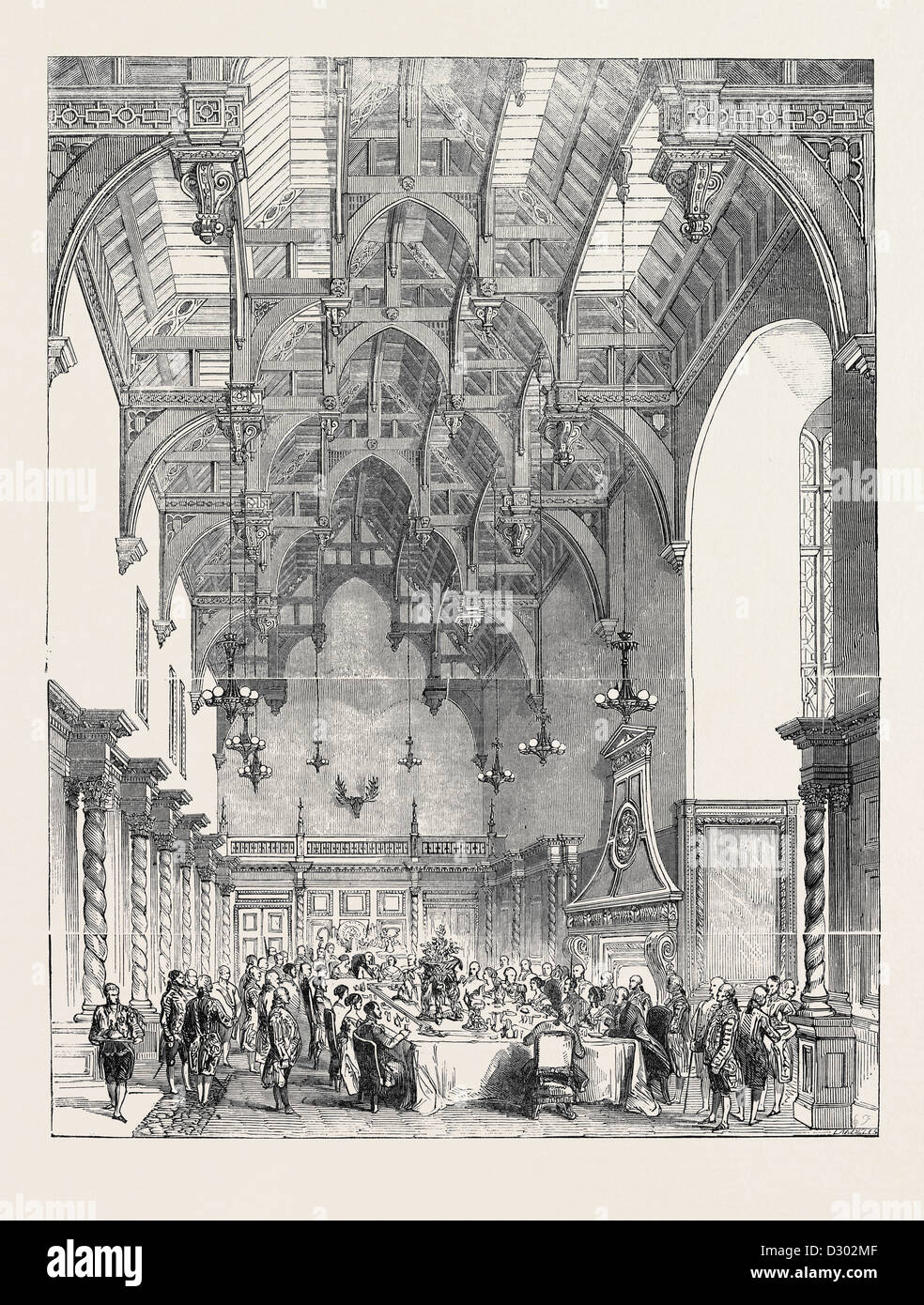 DAS BANKETT IN DER AULA IN BURGHLEY Stockfoto