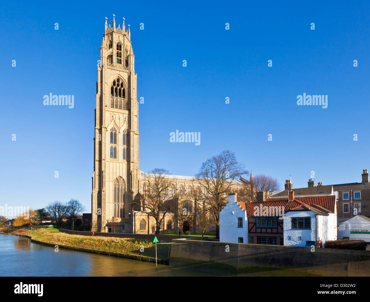 Die Boston Stump oder St Botolph Kirche und den Fluss Witham Boston Lincolnshire England GB UK EU Europa Stockfoto