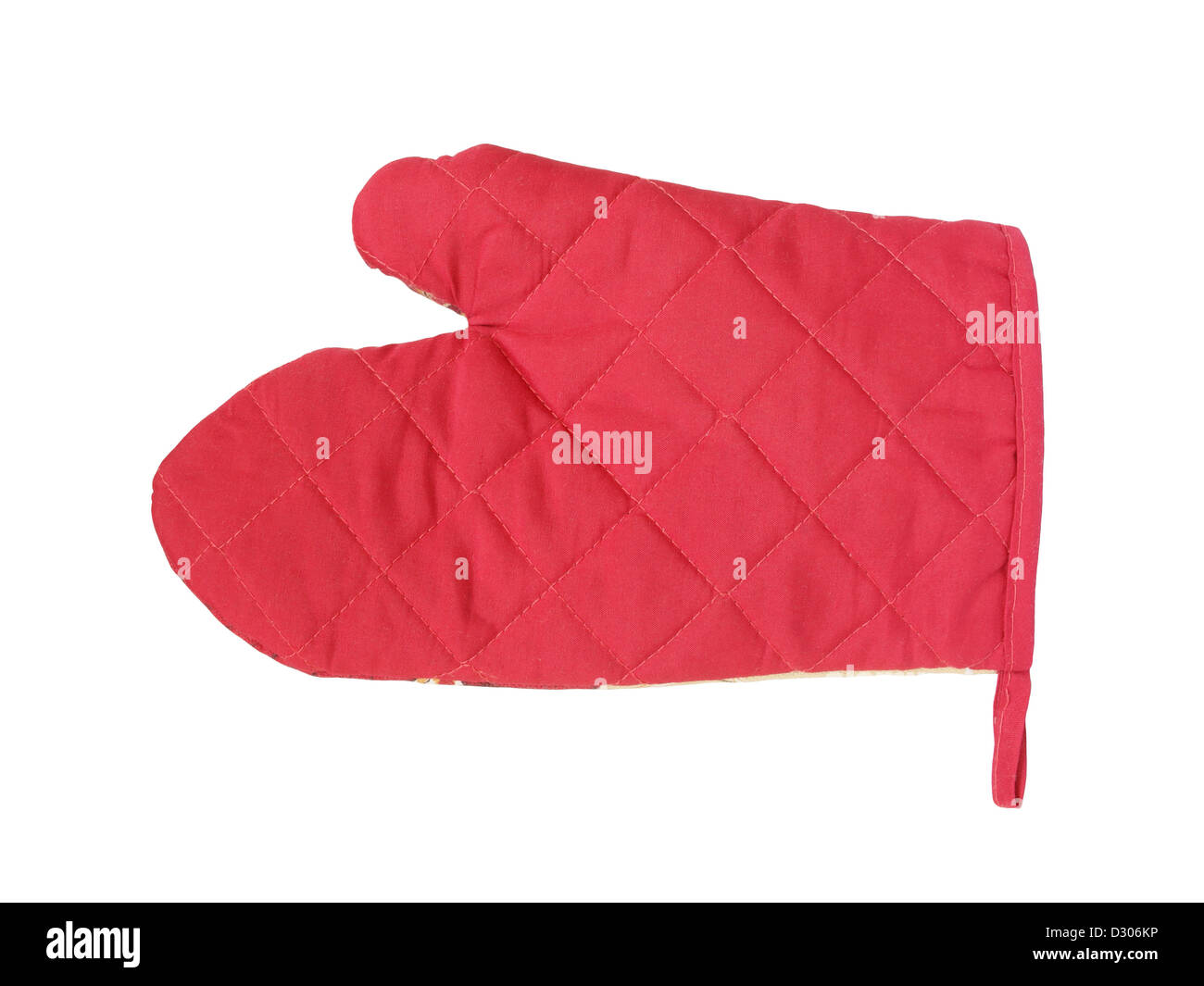 Roten Handschuh Topflappen isoliert auf weißem Hintergrund Stockfoto