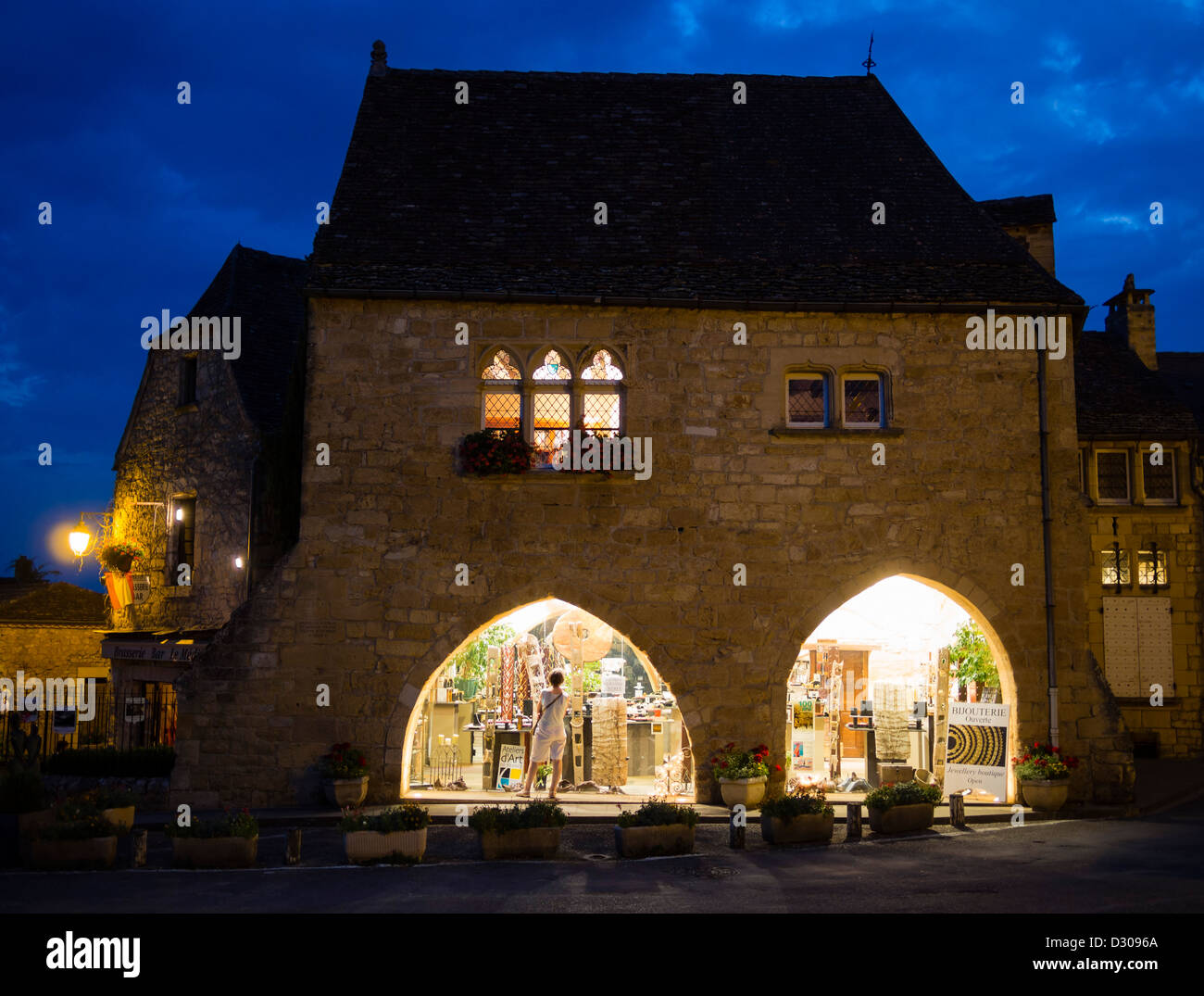 Eine mittelalterliche französische Haus in Domme, Département Dordogne, Perigord, Südfrankreich Stockfoto