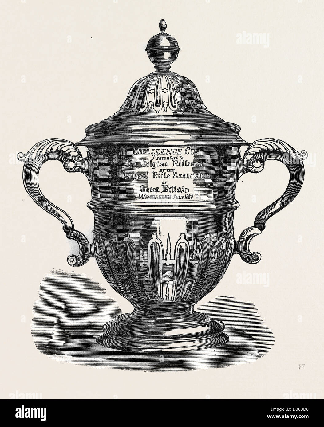 CHALLENGE-CUP DIE BELGISCHEN SCHÜTZEN VON DER NATIONALRIFLE-VEREIN 1867 VORGESTELLT Stockfoto