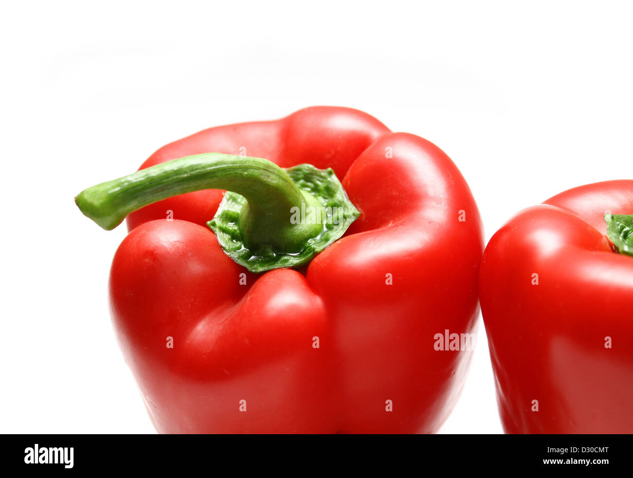 Rote Paprika auf weißem Hintergrund Stockfoto