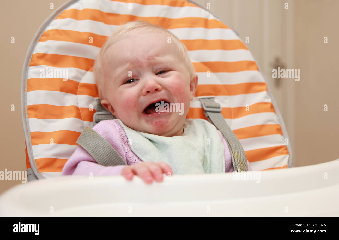 Baby sich weigert zu essen Stockfoto