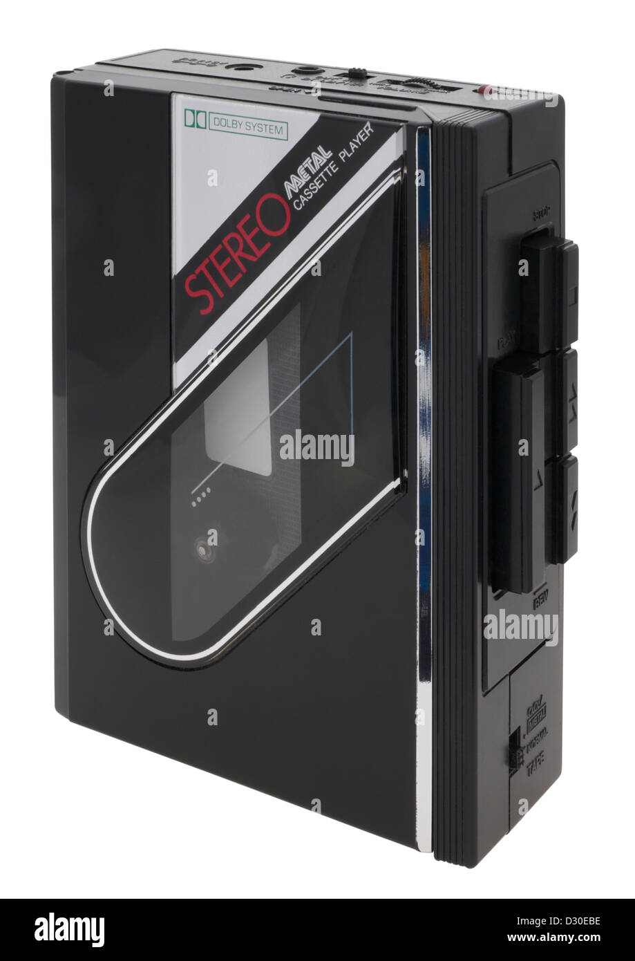 Persönlichen portable audio Stereo-Kassettenrekorder auf weißem Hintergrund Stockfoto