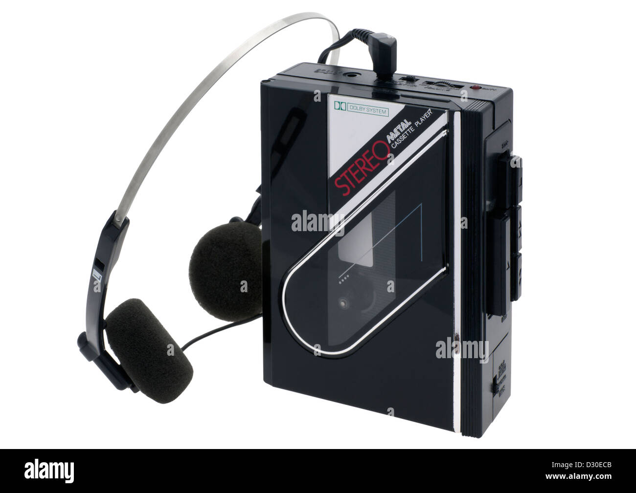 Persönlichen portable audio Stereo-Kassettenrekorder auf weißem Hintergrund Stockfoto