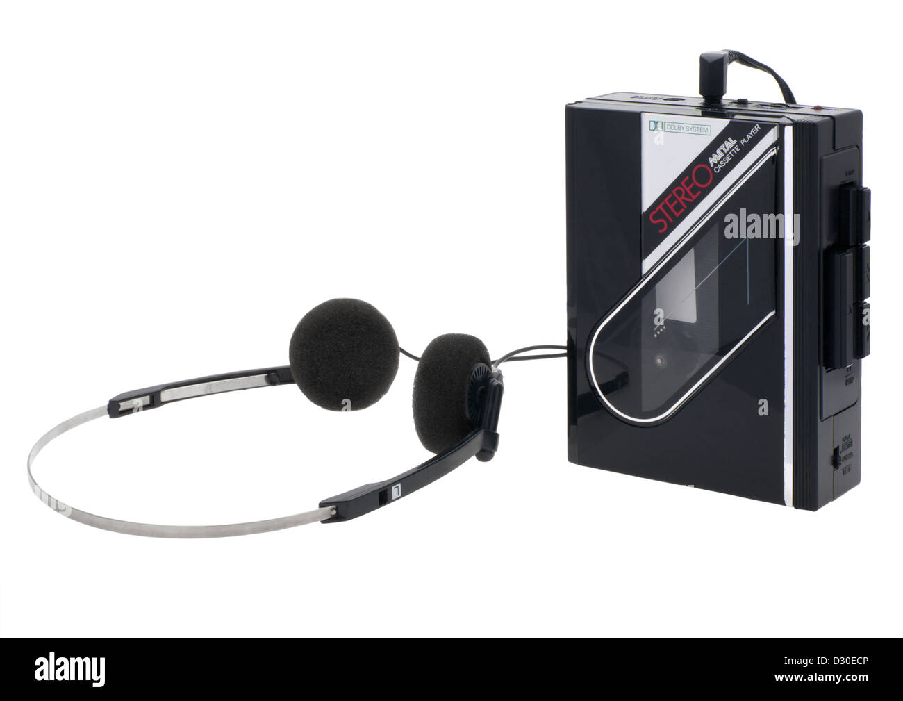 Persönlichen portable audio Stereo-Kassettenrekorder auf weißem Hintergrund Stockfoto