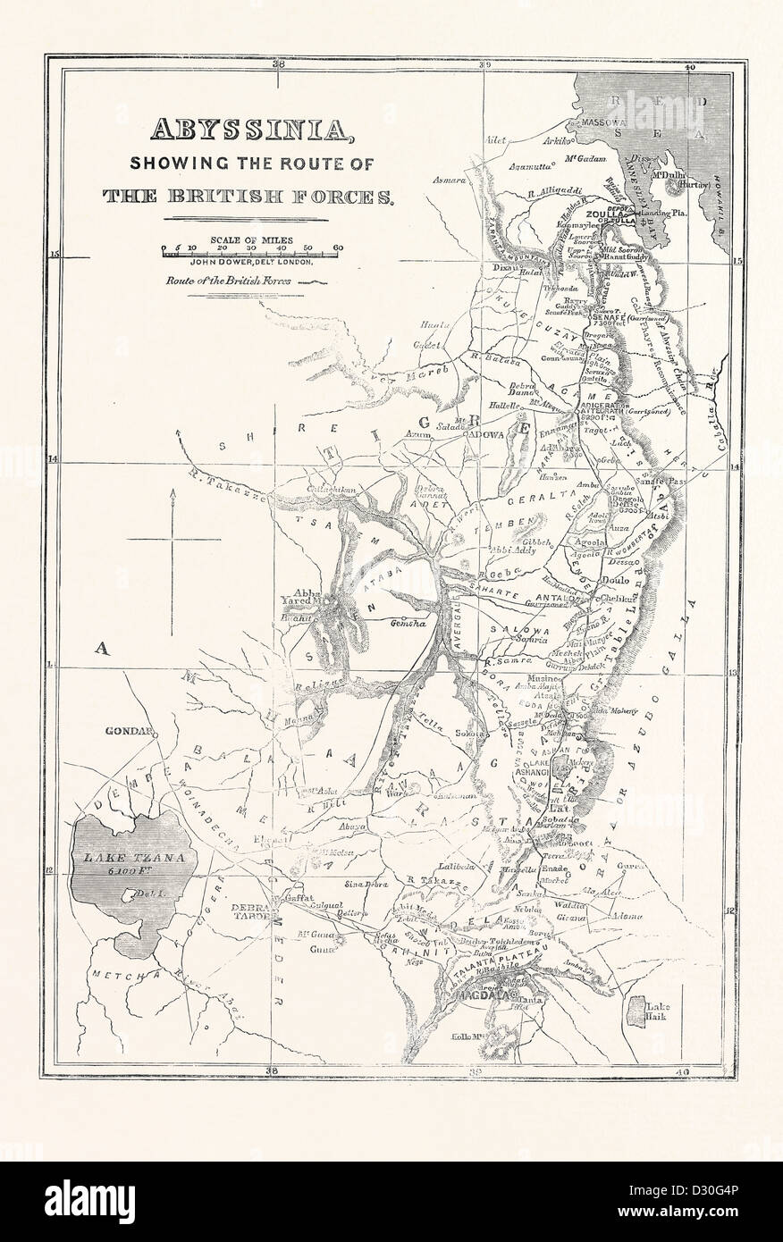 ABESSINIEN ZEIGT DIE ROUTE VON DEN BRITISCHEN STREITKRÄFTEN 1868 Stockfoto