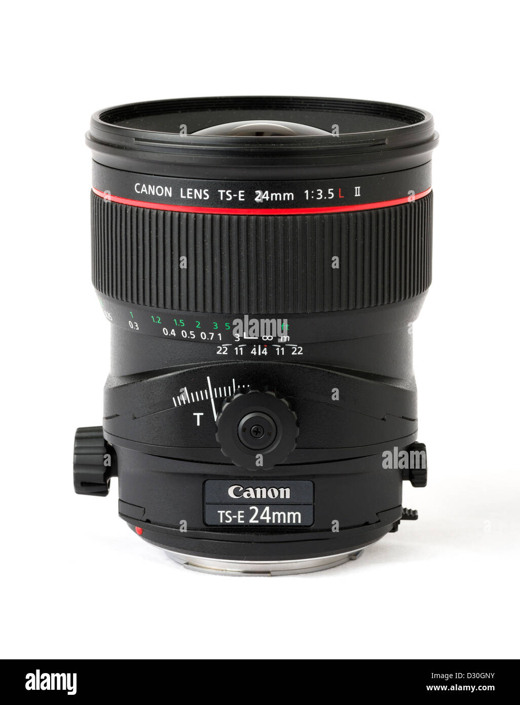 Eine Canon TS-E 24mm f/2,5 L II Tilt und Shift-Objektiv Stockfoto