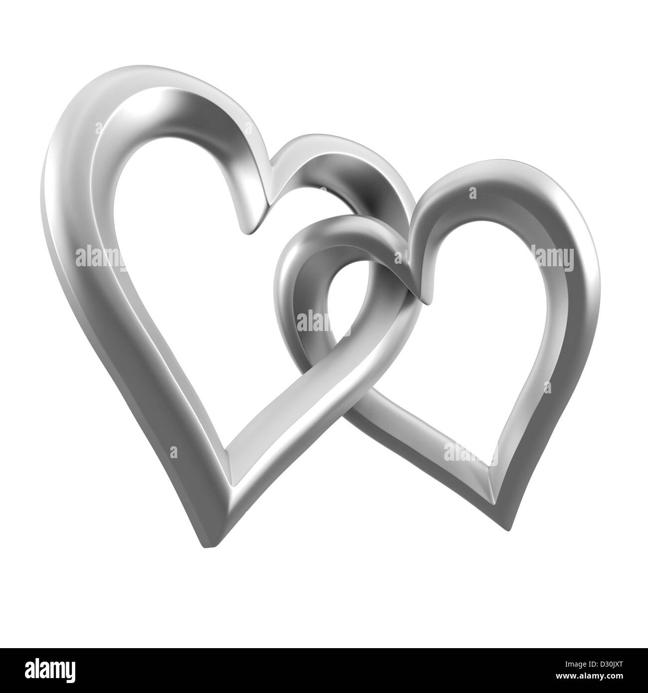 3D Herz auf weißem Hintergrund Stockfoto