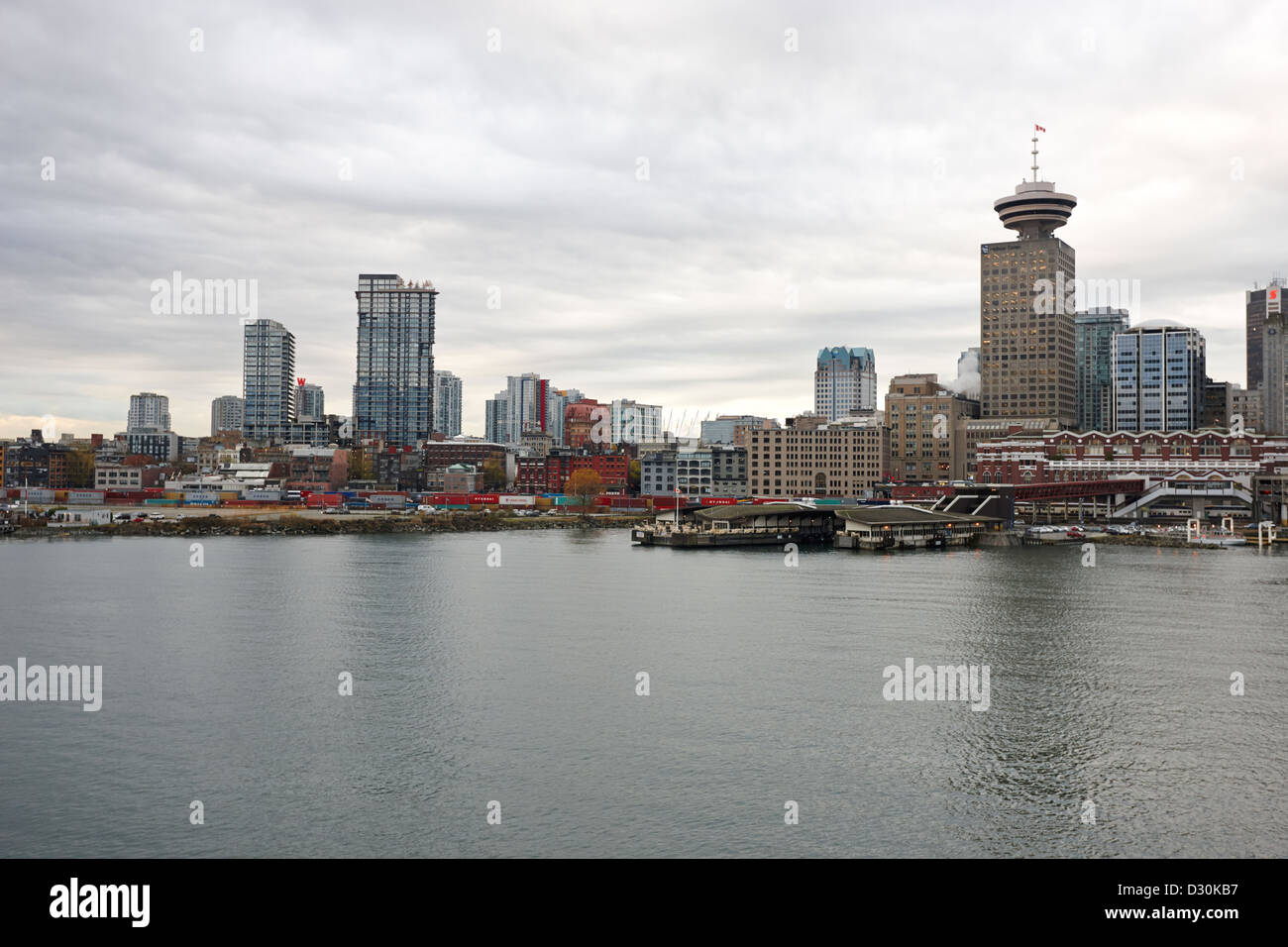 Skyline von Vancouver Waterfront in Gastown BC Kanada Stockfoto