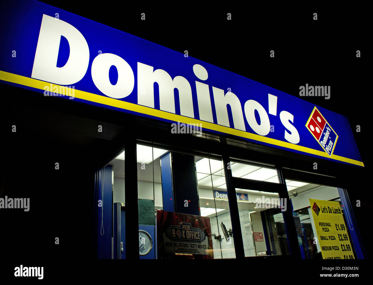 Ein Dominos Pizza-shop Stockfoto