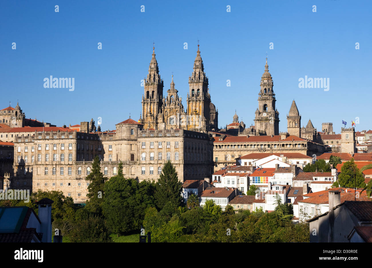 KATHEDRALE VON SAINT JAMES OLD CITY SKYLINE SANTIAGO DE COMPOSTELA GALIZIEN SPANIEN Stockfoto