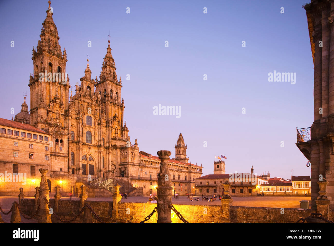 KATHEDRALE VON SAINT JAMES PLAZA DEL OBRADOIRO ALTSTADT SANTIAGO DE COMPOSTELA GALIZIEN SPANIEN Stockfoto