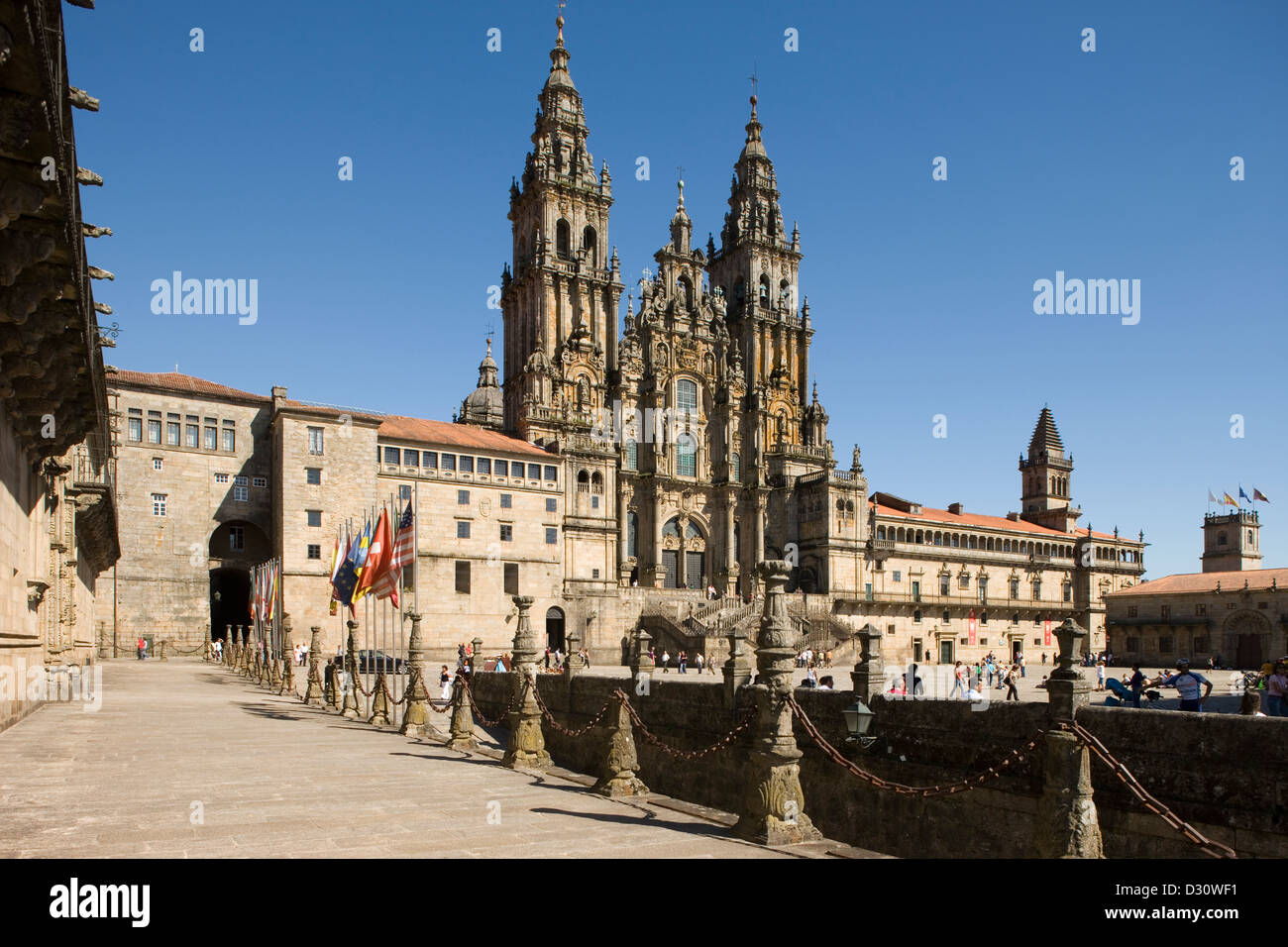 KATHEDRALE VON SAINT JAMES PLAZA DEL OBRADOIRO ALTSTADT SANTIAGO DE COMPOSTELA GALIZIEN SPANIEN Stockfoto