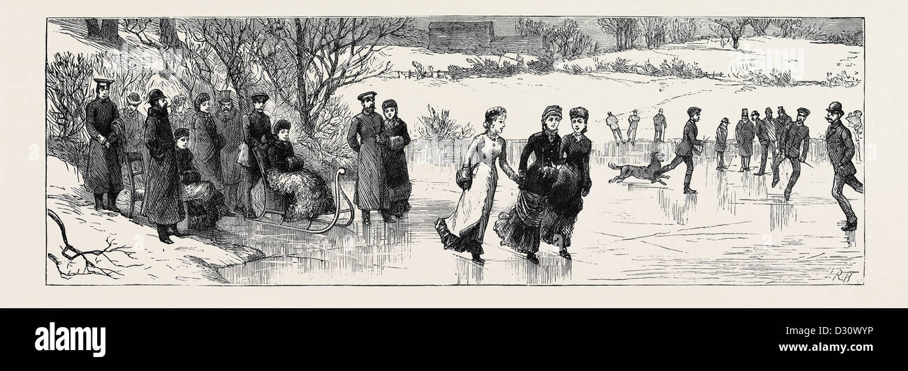 PRINZ LEOPOLD AT DIE HEIMAT DER BRAUT AFFIANCED, AROLSEN: PRINZESSIN HELEN SCHLITTSCHUHLAUFEN AUF DEM SEE IN DEN SCHLOSSPARK Stockfoto