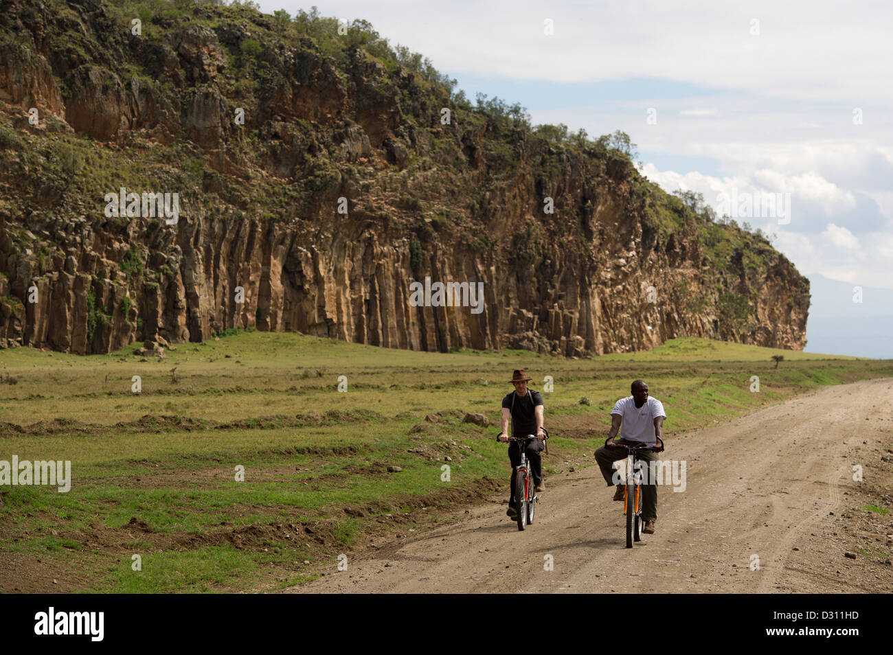 Radfahren im Hells Gate Nationalpark, Naivasha, Kenia Stockfoto