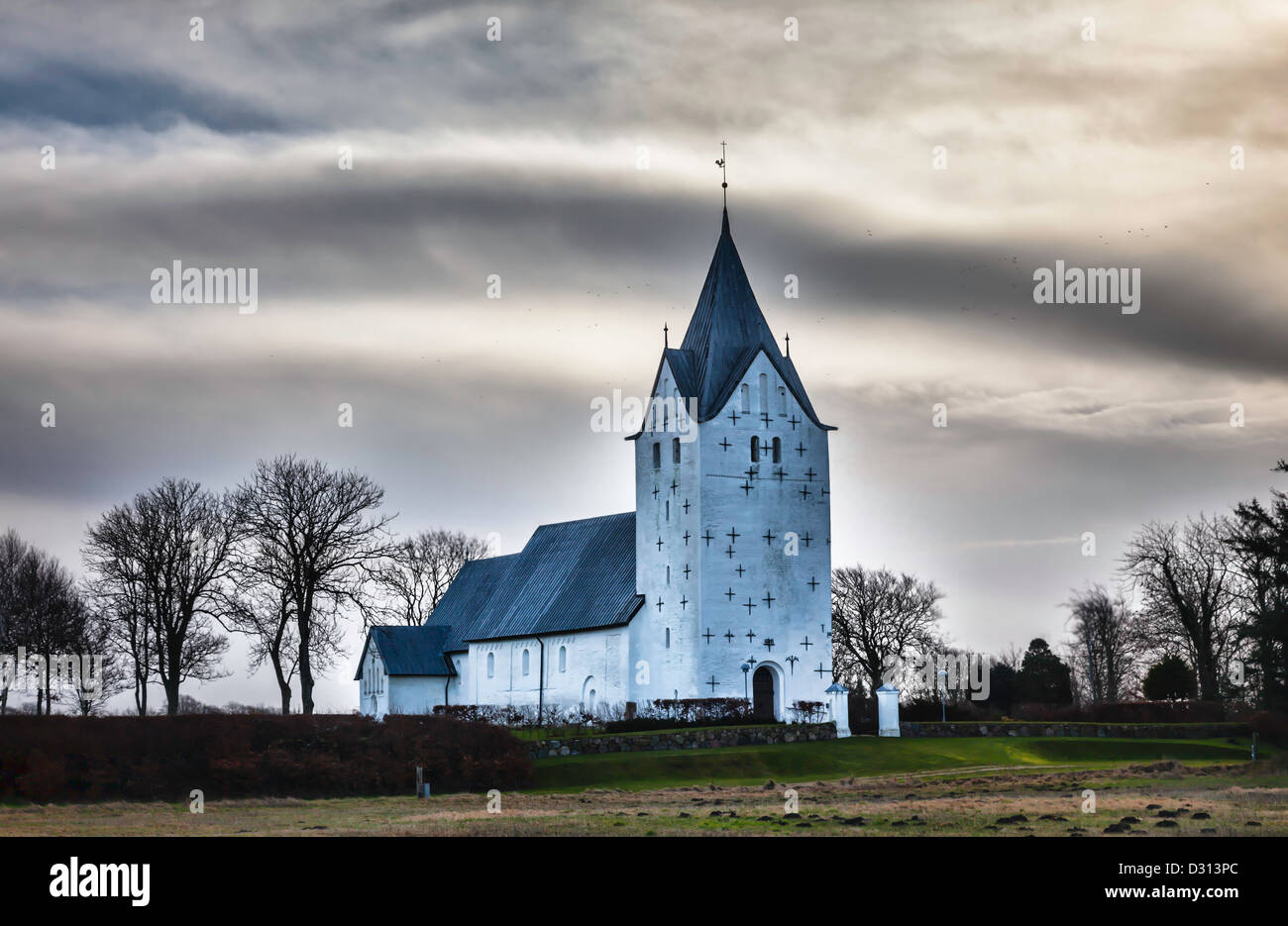 Mittelalterliche Kirche in Vester Vedsted, Wattenmeer, Dänemark Stockfoto