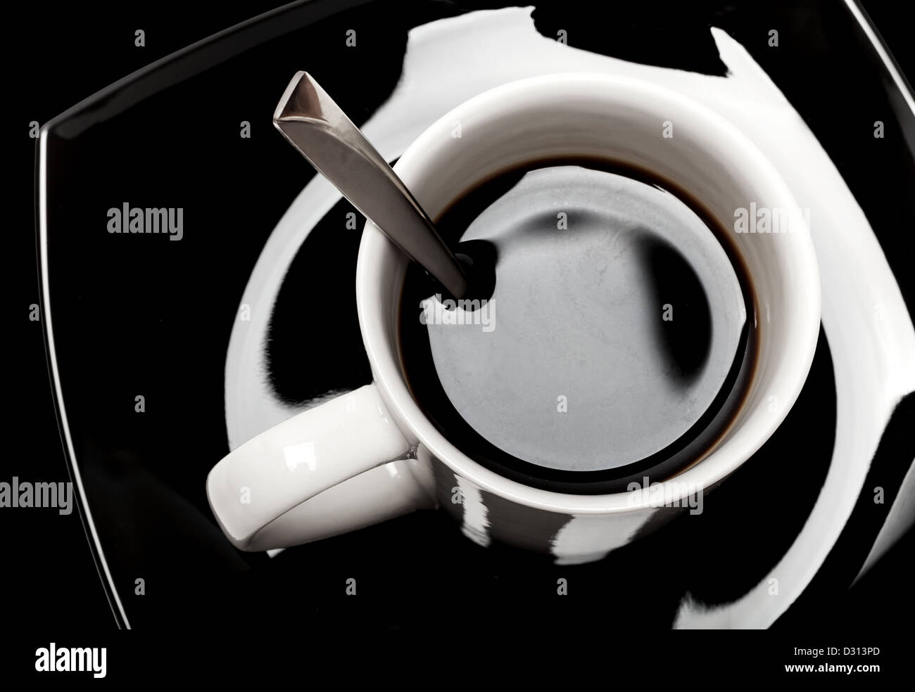 Schwarzer Kaffee-Draufsicht Stockfoto