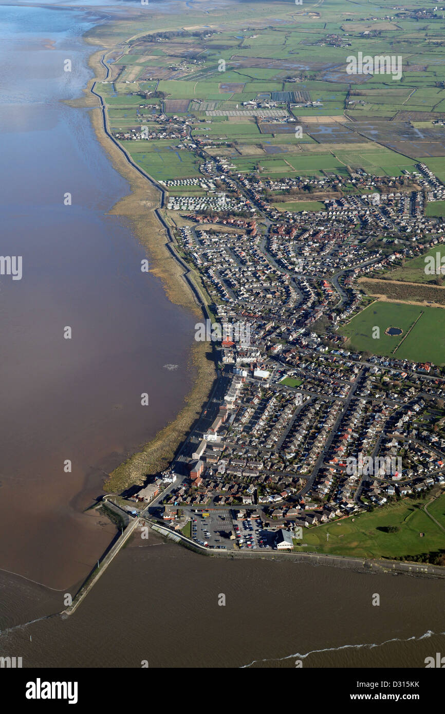Luftaufnahme von Knott Ende-sur-mer in der Nähe von Fleetwood, Lancashire Stockfoto