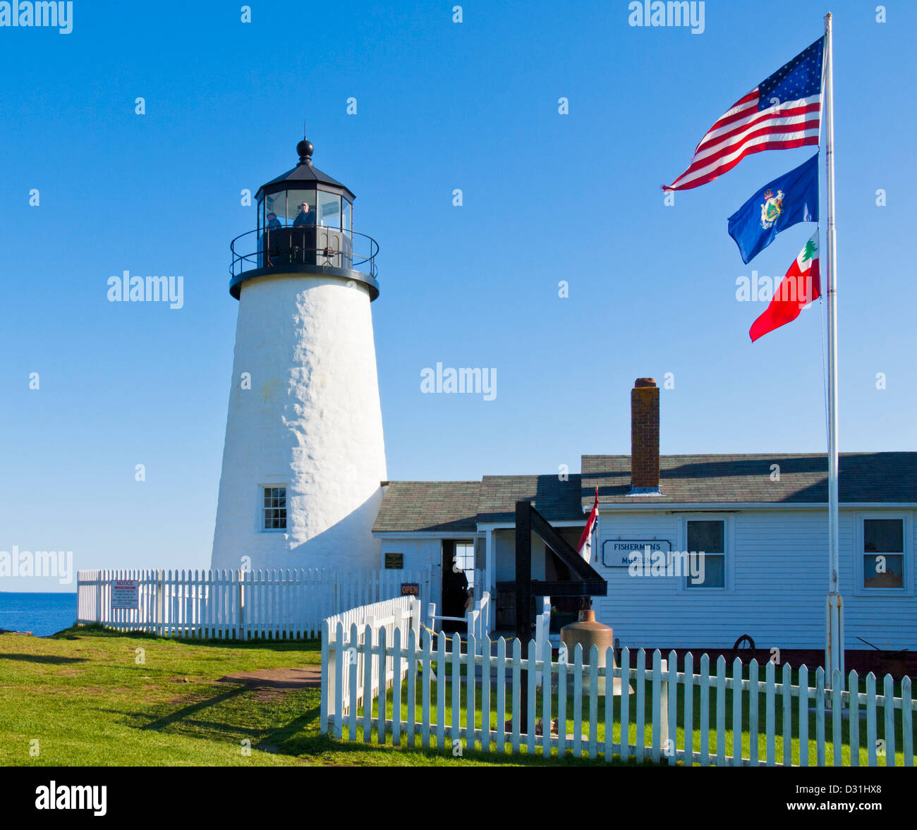 Pemaquid Point Lighthouse und Fishermans Museum Pemaquid Maine USA Vereinigte Staaten von Amerika Stockfoto