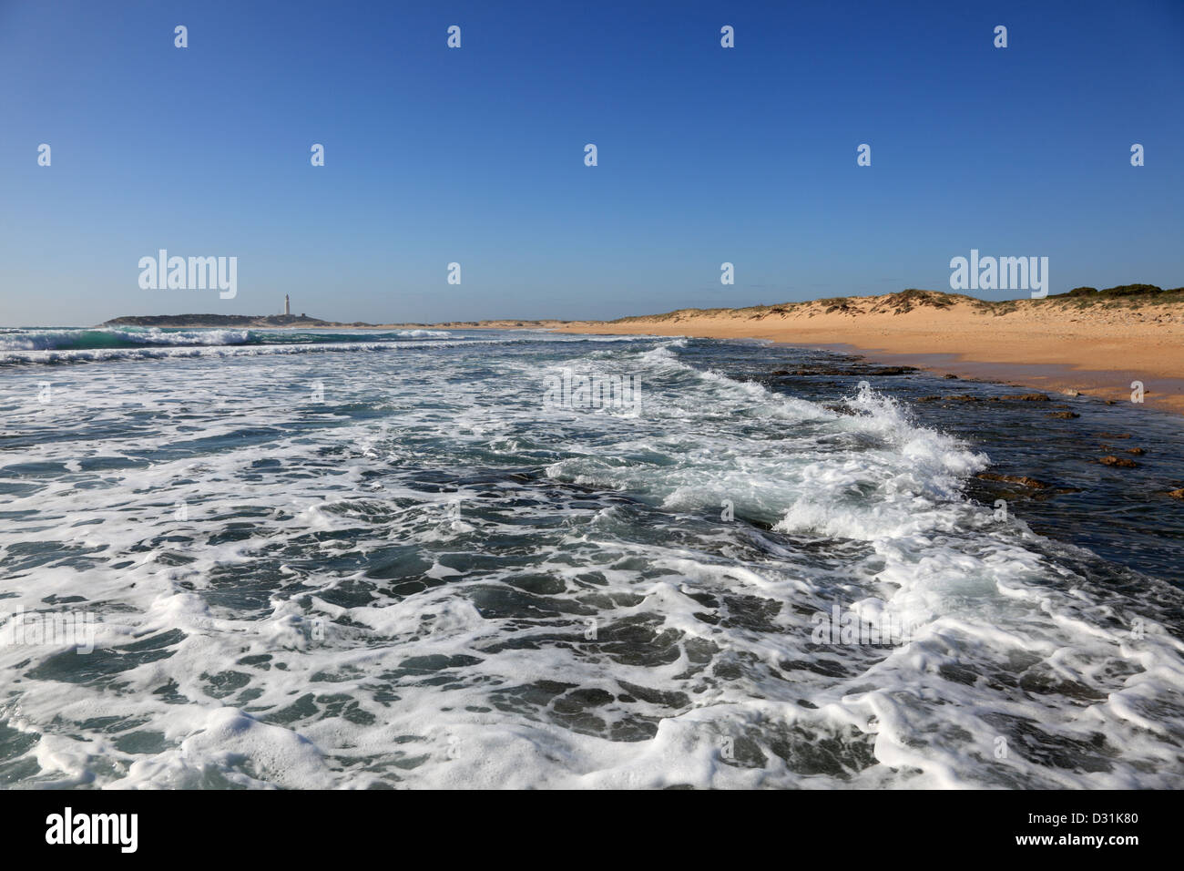 Atlantik-Strand in El Palmar, Costa De La Luz, Andalusien Spanien Stockfoto