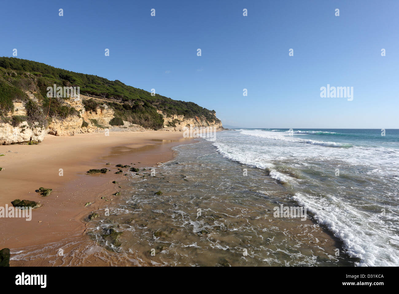 Atlantik-Strand in El Palmar, Costa De La Luz, Andalusien Spanien Stockfoto