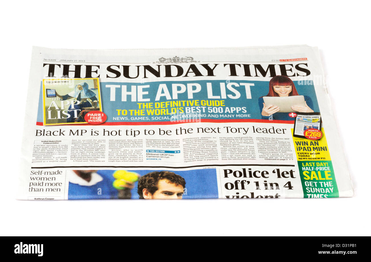 Die überregionale Zeitung Sunday Times UK Stockfoto