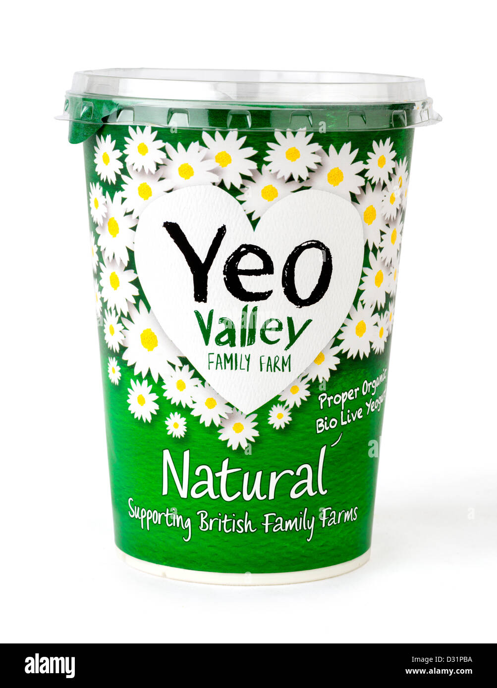 Wanne mit natürlichen Naturjoghurt Yeo Valley, UK Stockfoto
