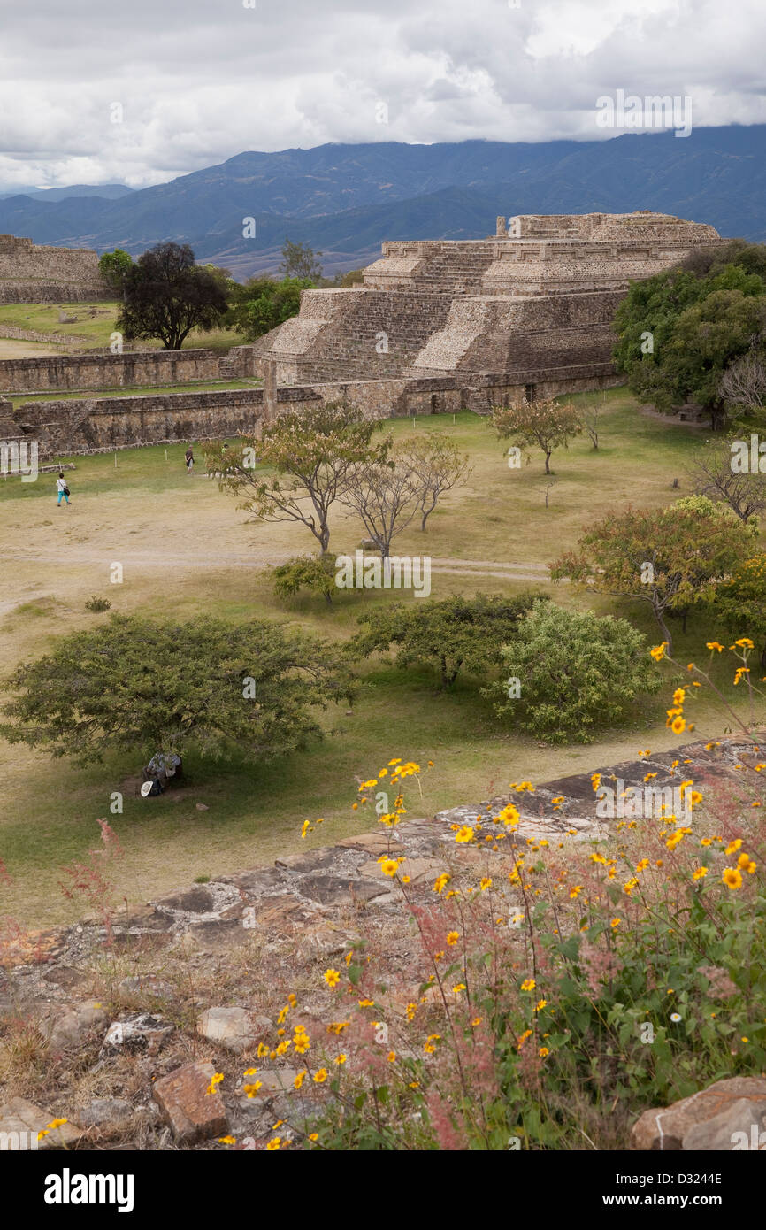 Zapoteken Ruinen von Monte Albán, Oaxaca, Mexiko. Stockfoto