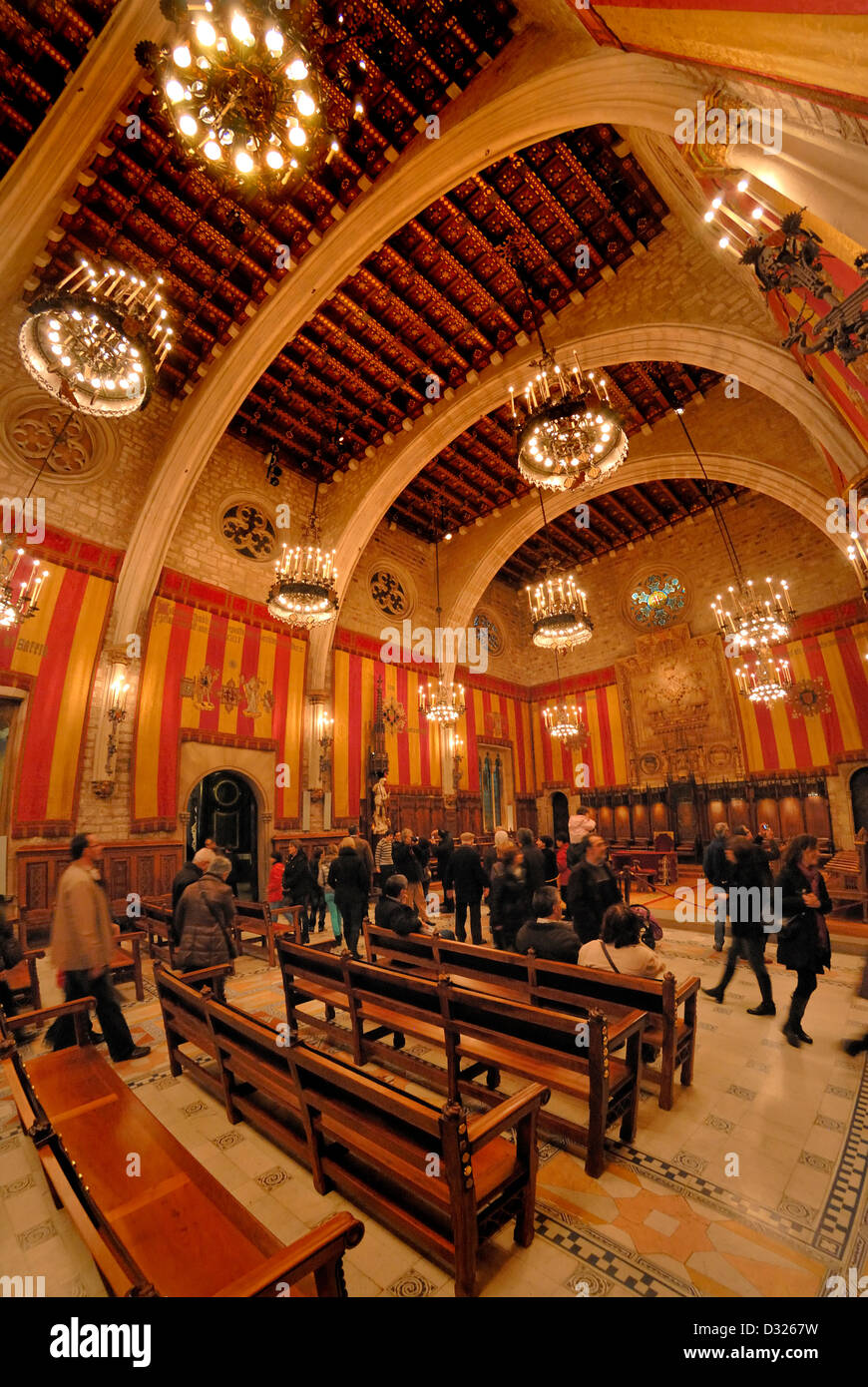 Barcelona, Katalonien, Spanien. Casa De La Ciutat (Rathaus - 14thC) Interieur. Salo de Cent (Ende 14thC) Stockfoto