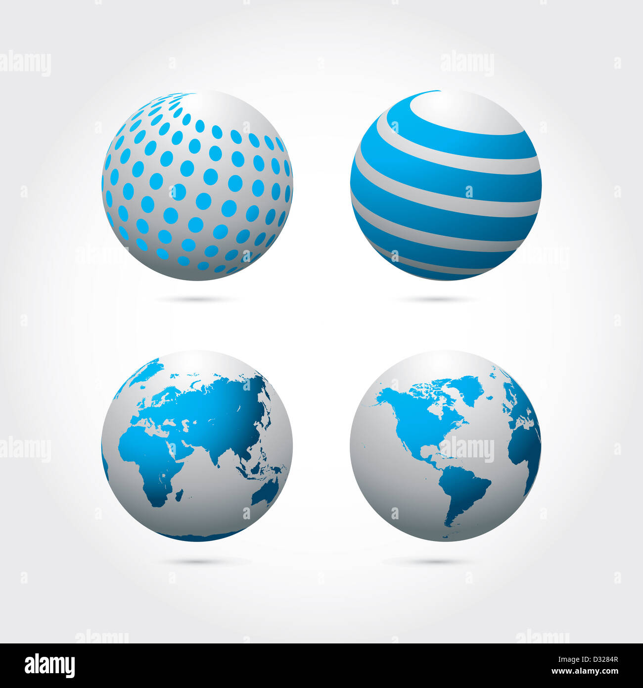 Eine Reihe von vier abstrakten Vektor Globen Stockfoto